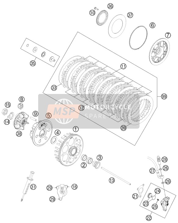 KTM 450 SX-F FACT.REPL. USA 2012 Frizione per un 2012 KTM 450 SX-F FACT.REPL. USA