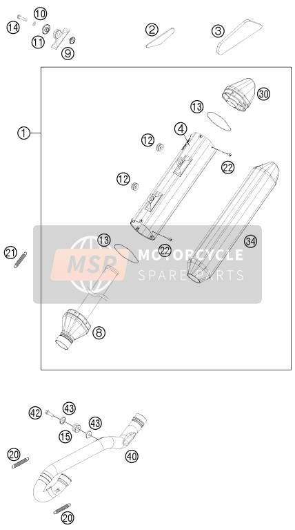 KTM 450 SX-F FACT.REPL. USA 2012 Sistema de escape para un 2012 KTM 450 SX-F FACT.REPL. USA