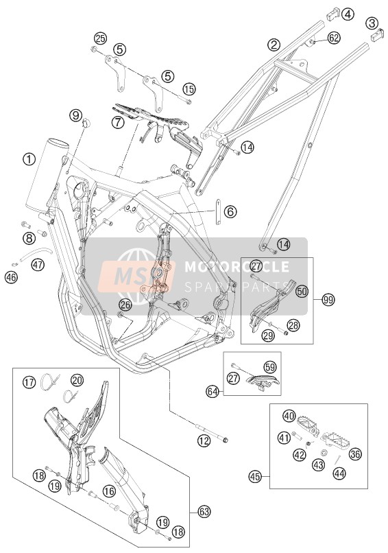 KTM 450 SX-F FACT.REPL. USA 2012 Frame voor een 2012 KTM 450 SX-F FACT.REPL. USA