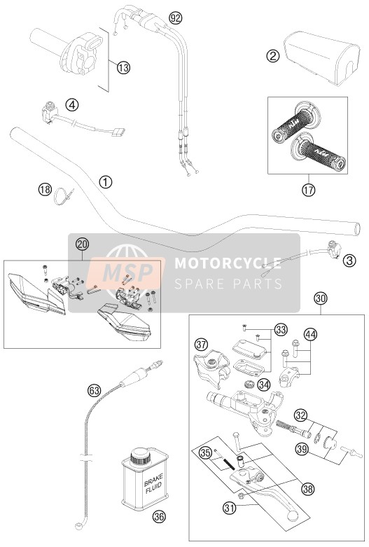KTM 450 SX-F FACT.REPL. USA 2012 Manillar, Control S para un 2012 KTM 450 SX-F FACT.REPL. USA