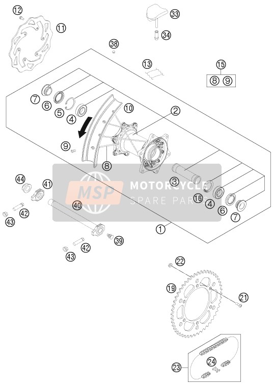 KTM 450 SX-F FACT.REPL. USA 2012 Rear Wheel for a 2012 KTM 450 SX-F FACT.REPL. USA