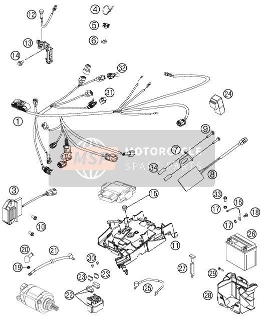 KTM 450 SX-F FACT.REPL. USA 2012 Arnés de cableado para un 2012 KTM 450 SX-F FACT.REPL. USA