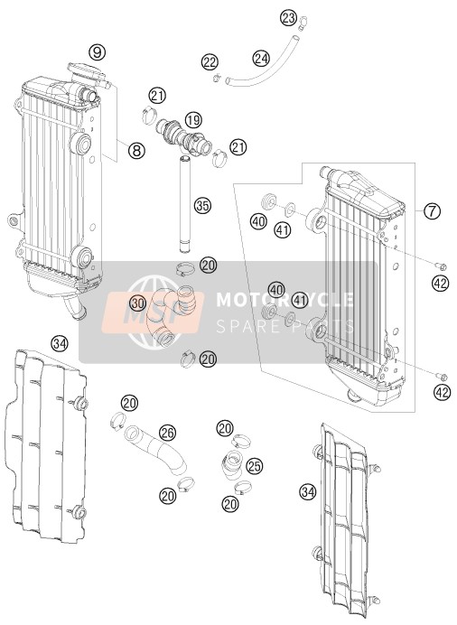 KTM 450 SX-F FACTORY EDITION USA 2014 Sistema de refrigeración para un 2014 KTM 450 SX-F FACTORY EDITION USA