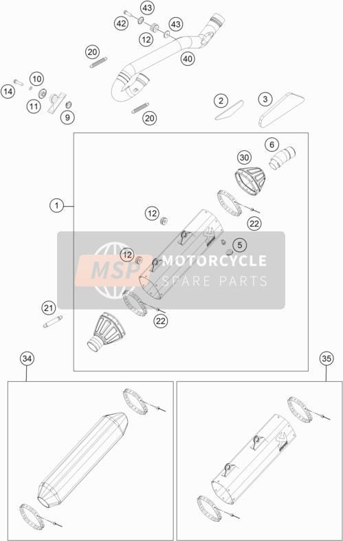 KTM 450 SX-F FACTORY EDITION USA 2014 Sistema de escape para un 2014 KTM 450 SX-F FACTORY EDITION USA
