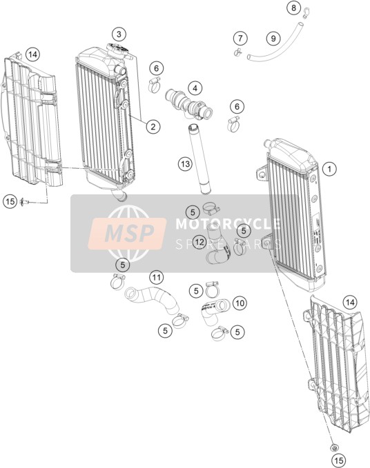 KTM 450 SX-F FACTORY EDITION USA 2015 Sistema de refrigeración para un 2015 KTM 450 SX-F FACTORY EDITION USA