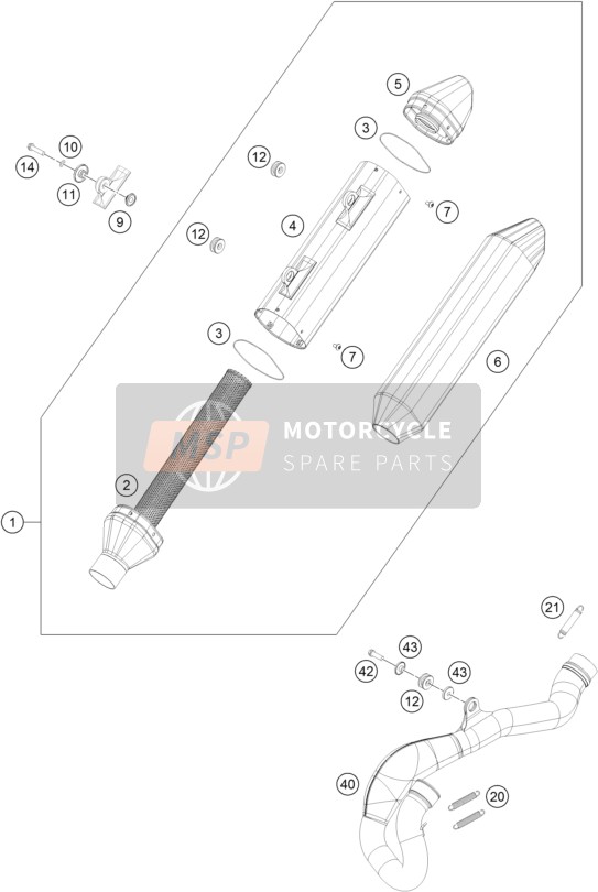 KTM 450 SX-F FACTORY EDITION USA 2015 Sistema de escape para un 2015 KTM 450 SX-F FACTORY EDITION USA
