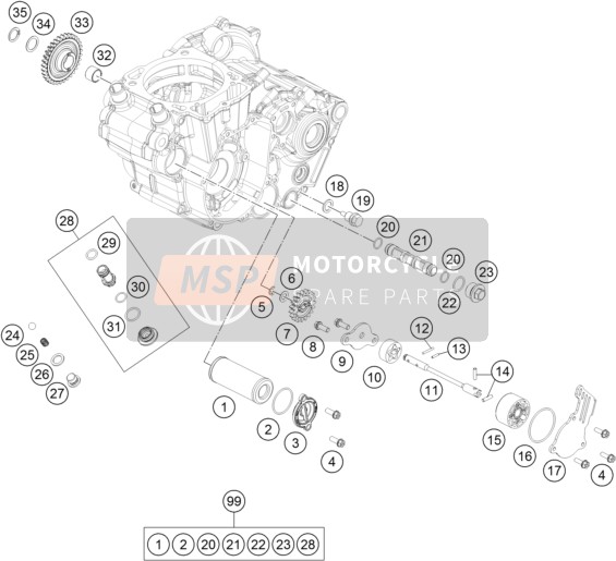 KTM 450 SX-F FACTORY EDITION USA 2015 Sistema de lubricación para un 2015 KTM 450 SX-F FACTORY EDITION USA