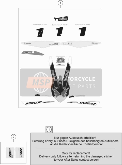 KTM 450 SX-F FACTORY EDITION USA 2016 Decalcomania per un 2016 KTM 450 SX-F FACTORY EDITION USA