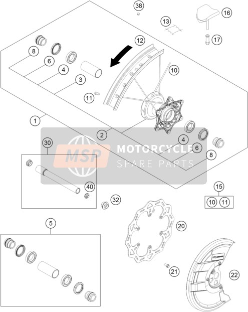 KTM 450 SX-F FACTORY EDITION USA 2016 Ruota anteriore per un 2016 KTM 450 SX-F FACTORY EDITION USA