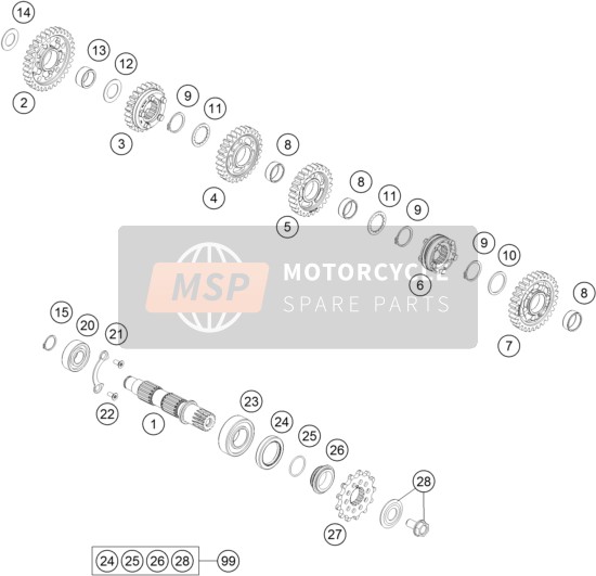 KTM 450 SX-F FACTORY EDITION USA 2016 Transmission II - Counter Shaft for a 2016 KTM 450 SX-F FACTORY EDITION USA