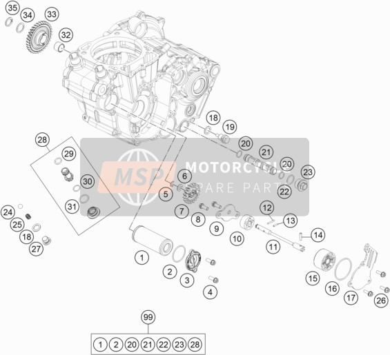 KTM 450 SX-F FACTORY EDITION USA 2018 Sistema de lubricación para un 2018 KTM 450 SX-F FACTORY EDITION USA