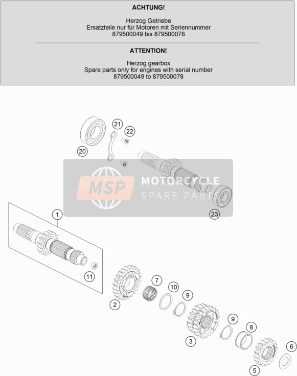 KTM 450 SX-F FACTORY EDITION USA 2018 Transmissie I - Hoofdas voor een 2018 KTM 450 SX-F FACTORY EDITION USA