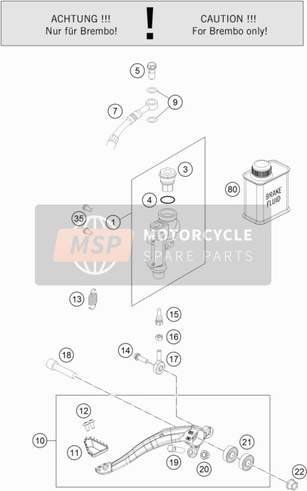 KTM 450 SX-F FACTORY EDITION USA 2019 Commande de frein arrière pour un 2019 KTM 450 SX-F FACTORY EDITION USA