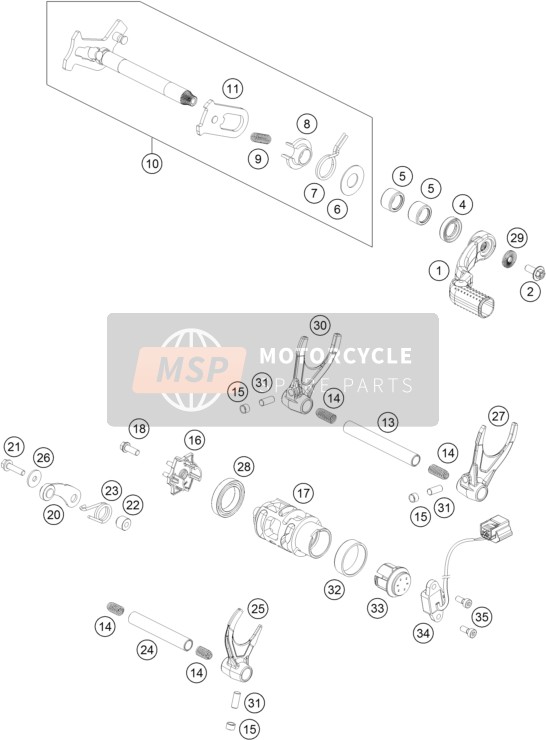 KTM 450 SX-F FACTORY EDITION USA 2019 Shifting Mechanism for a 2019 KTM 450 SX-F FACTORY EDITION USA