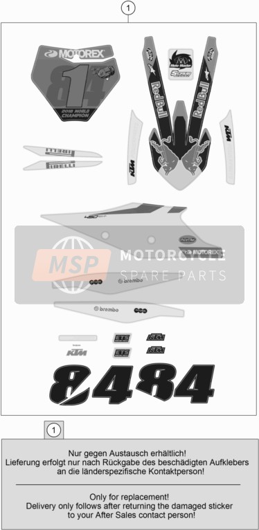 KTM 450 SX-F HERLINGS REPLICA  2019 Decalcomania per un 2019 KTM 450 SX-F HERLINGS REPLICA 