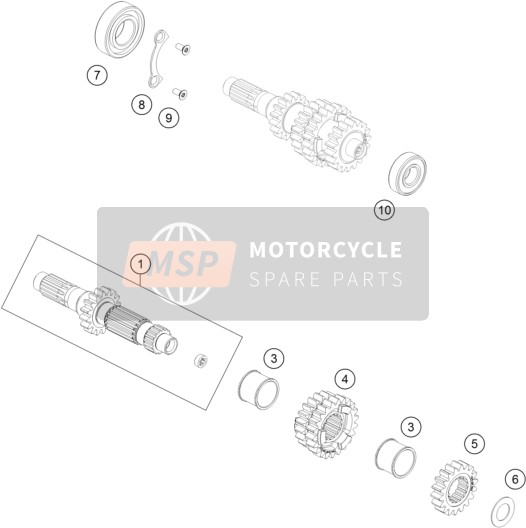 KTM 450 SX-F HERLINGS REPLICA  2019 Transmisión I - Eje principal para un 2019 KTM 450 SX-F HERLINGS REPLICA 