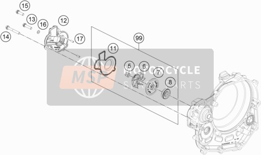 KTM 450 SX-F HERLINGS REPLICA  2019 Pompe à eau pour un 2019 KTM 450 SX-F HERLINGS REPLICA 