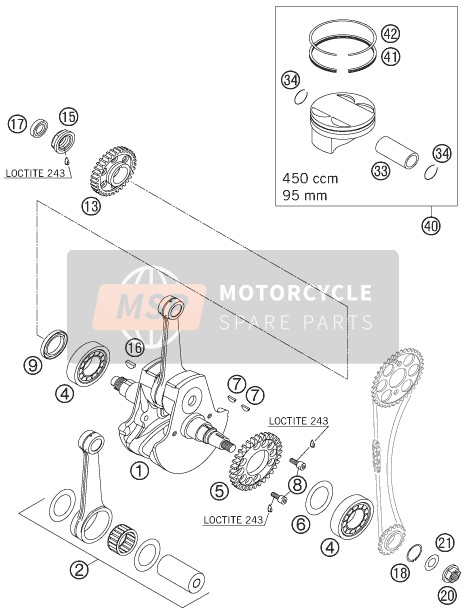 KTM 450 SX Europe 2006 Crankshaft, Piston for a 2006 KTM 450 SX Europe