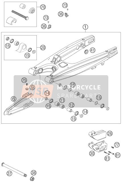 KTM 450 SX Europe 2006 Brazo oscilante para un 2006 KTM 450 SX Europe