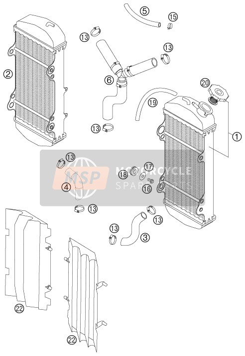 KTM 450 SX RACING Europe 2005 Cooling System for a 2005 KTM 450 SX RACING Europe