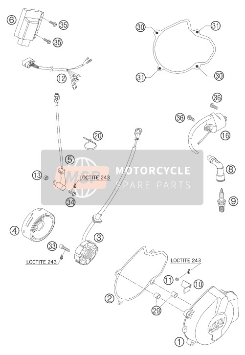 KTM 450 SX RACING Europe 2005 ZÜNDANLAGE für ein 2005 KTM 450 SX RACING Europe