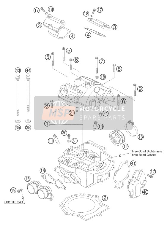 KTM 450 SX STEVE RAMON Europe 2005 Cylinder Head for a 2005 KTM 450 SX STEVE RAMON Europe