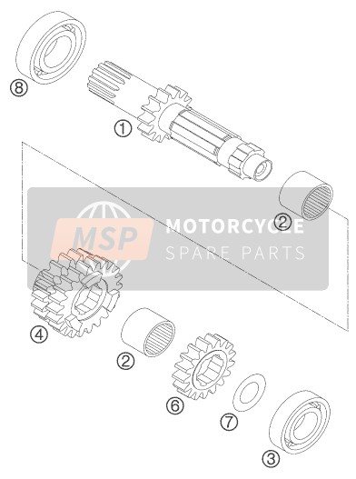 KTM 450 SX STEVE RAMON Europe 2005 Transmission I - Main Shaft for a 2005 KTM 450 SX STEVE RAMON Europe