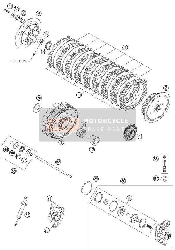 KTM 450 SXS-F Europe 2007 Clutch for a 2007 KTM 450 SXS-F Europe