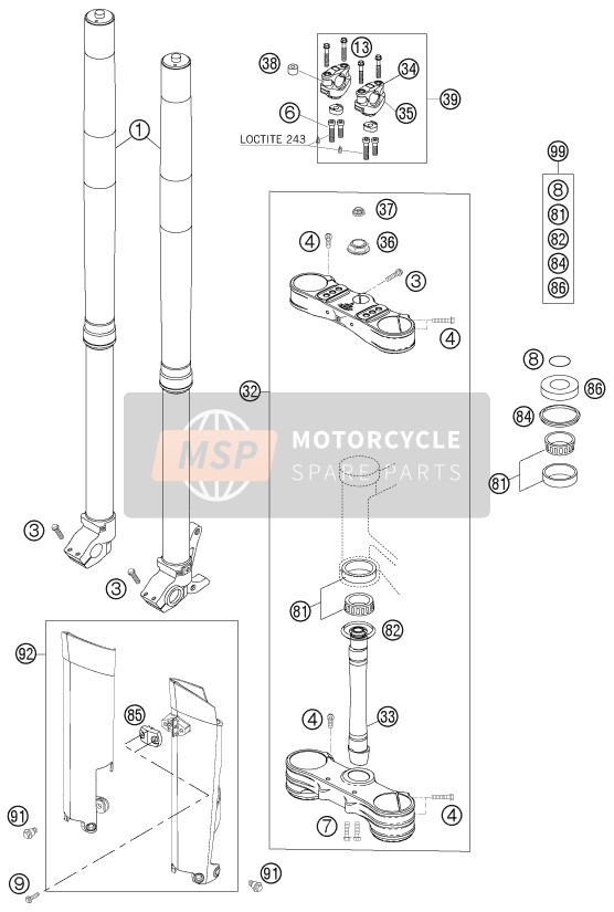 KTM 450 SXS-F Europe 2007 Front Fork, Triple Clamp for a 2007 KTM 450 SXS-F Europe