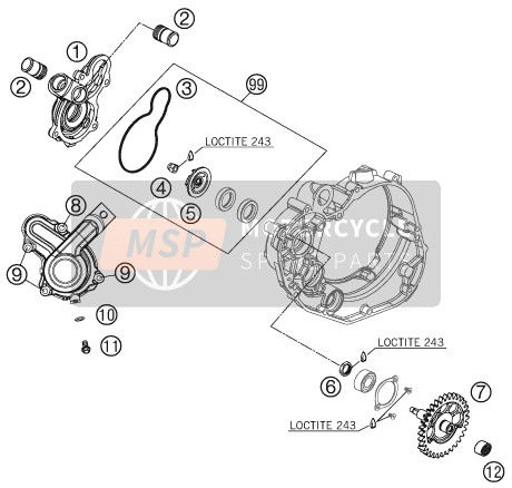 KTM 450 SXS-F Europe 2007 Pompe à eau pour un 2007 KTM 450 SXS-F Europe