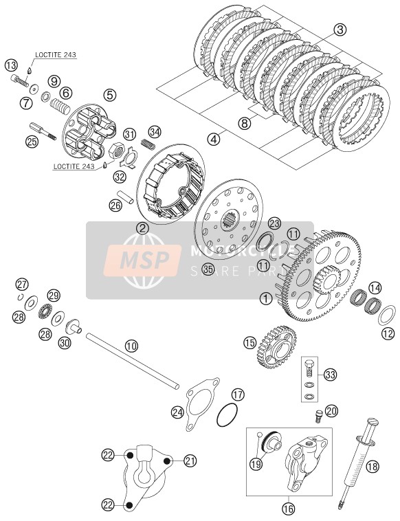 59032005100, Molla Frizione Est.  Aptc, KTM, 2