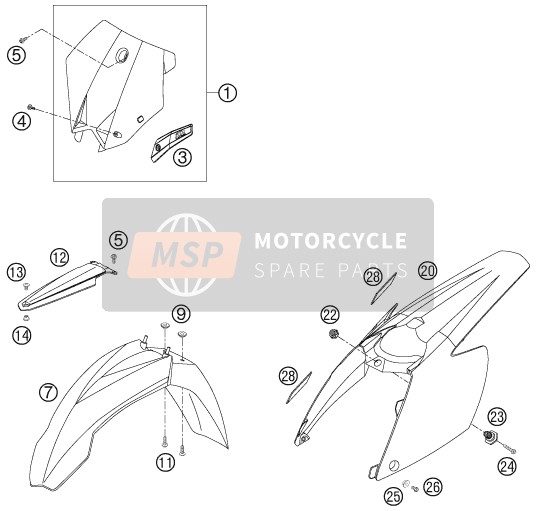 KTM 450 SXS Europe 2006 Mask, Fenders for a 2006 KTM 450 SXS Europe