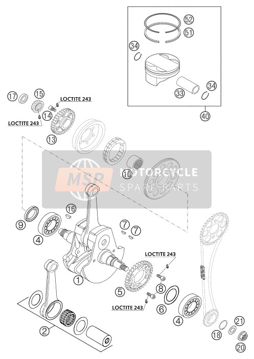 KTM 450 SXS RACING Europe 2003 Cigüeñal, Pistón para un 2003 KTM 450 SXS RACING Europe