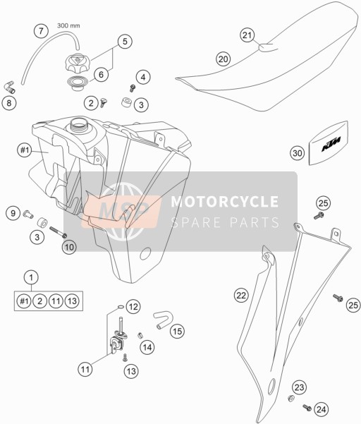 KTM 450 SXS RACING Europe 2005 Tank, Zadel voor een 2005 KTM 450 SXS RACING Europe