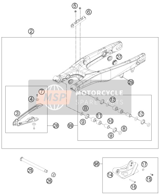 KTM 450 XC-F USA 2013 Swing Arm for a 2013 KTM 450 XC-F USA