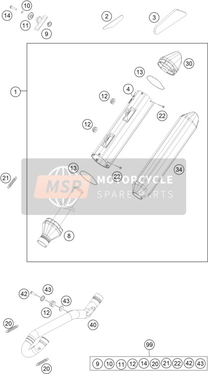 KTM 450 XC-F USA 2014 Sistema de escape para un 2014 KTM 450 XC-F USA