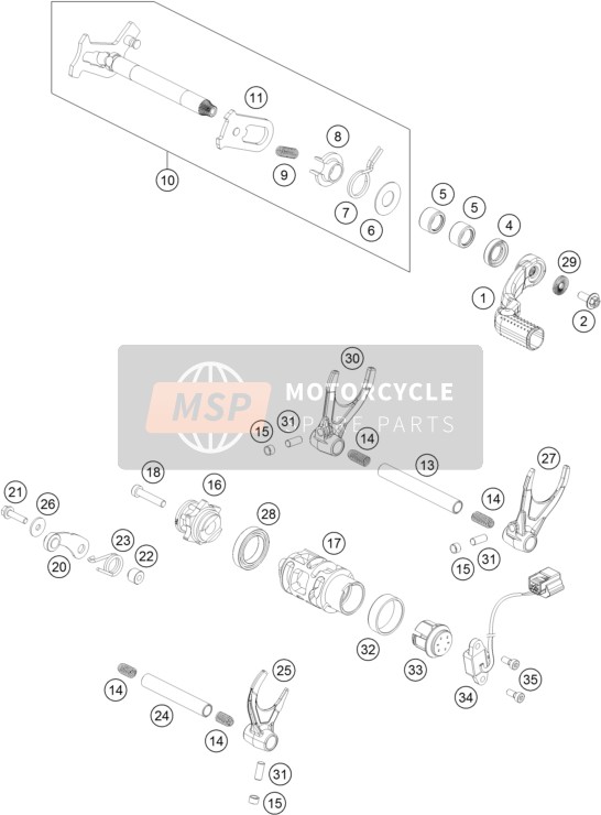 KTM 450 XC-F USA 2016 Shifting Mechanism for a 2016 KTM 450 XC-F USA