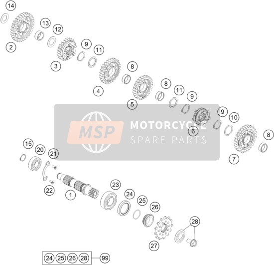 KTM 450 XC-F USA 2016 Transmissie II - Tegenas voor een 2016 KTM 450 XC-F USA