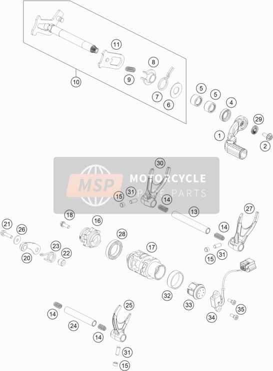 KTM 450 XC-F USA 2017 Shifting Mechanism for a 2017 KTM 450 XC-F USA
