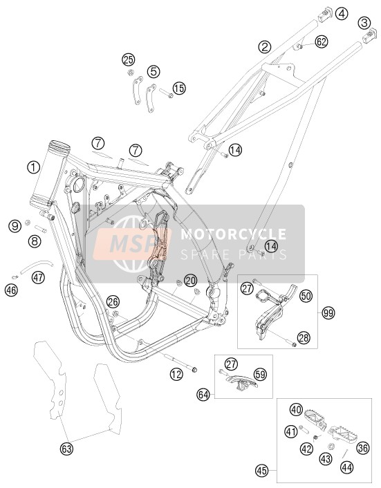 KTM 450 XC-F USA 2008 Frame voor een 2008 KTM 450 XC-F USA