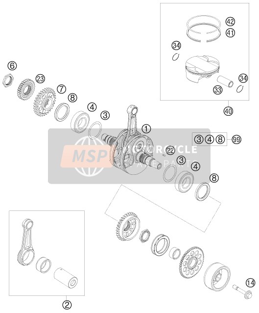 KTM 450 XC-F USA 2009 Vilebrequin, Piston pour un 2009 KTM 450 XC-F USA