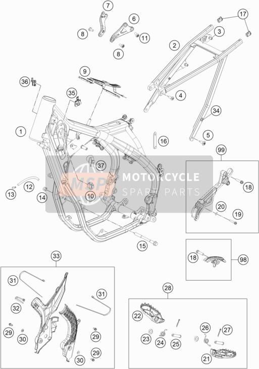 KTM 450 XC-F USA 2020 Frame for a 2020 KTM 450 XC-F USA