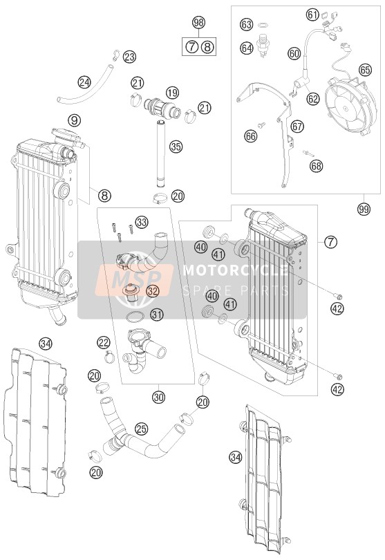 KTM 450 XC-W South Africa 2010 Cooling System for a 2010 KTM 450 XC-W South Africa