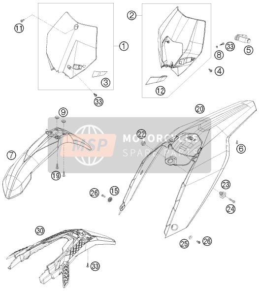 KTM 450 XC-W South Africa 2010 Mask, Fenders for a 2010 KTM 450 XC-W South Africa