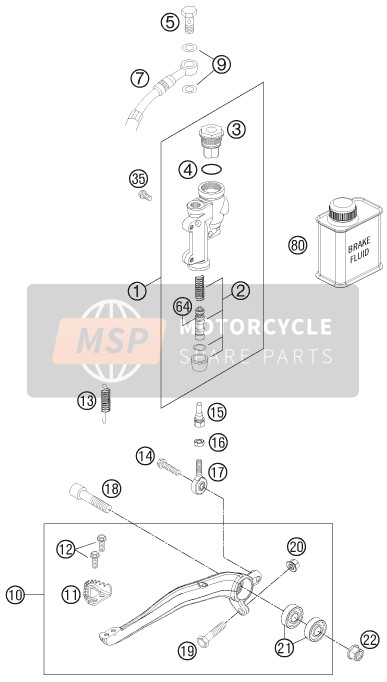 KTM 450 XC-W USA 2012 Commande de frein arrière pour un 2012 KTM 450 XC-W USA