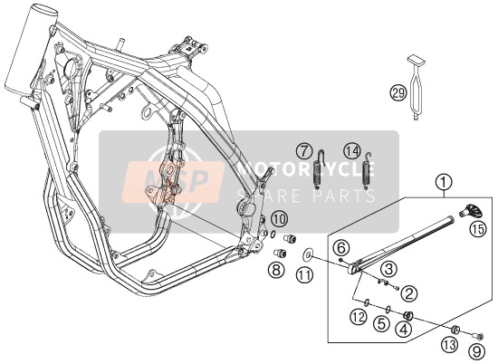 KTM 450 XC-W USA 2012 SEITENSTÄNDER/STÄNDER MITTE für ein 2012 KTM 450 XC-W USA