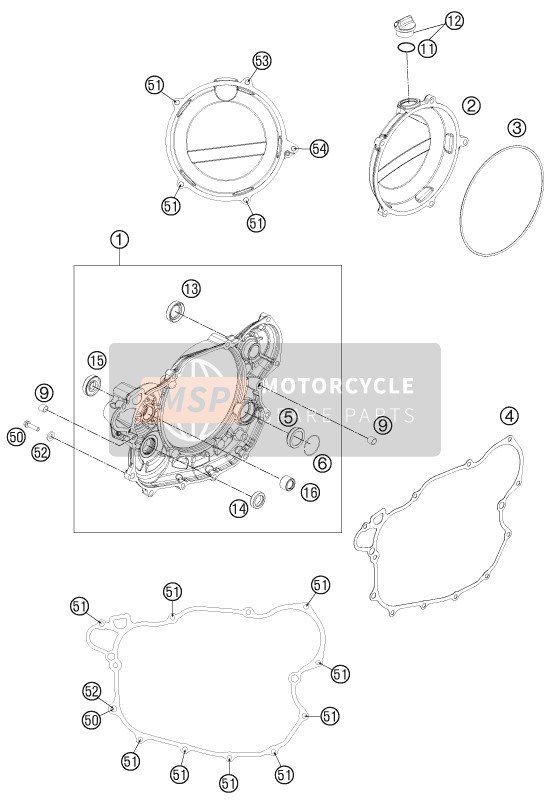 KTM 450 XC-W USA 2014 Clutch Cover for a 2014 KTM 450 XC-W USA
