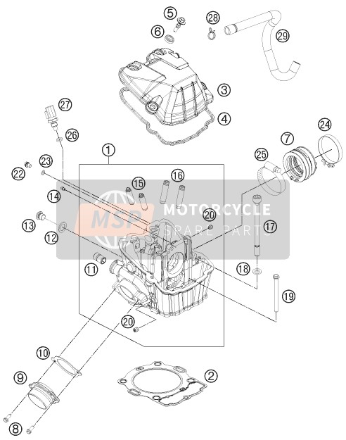 KTM 450 XC-W USA 2014 Cilinderkop voor een 2014 KTM 450 XC-W USA