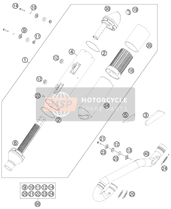 KTM 450 XC-W USA 2014 Sistema de escape para un 2014 KTM 450 XC-W USA