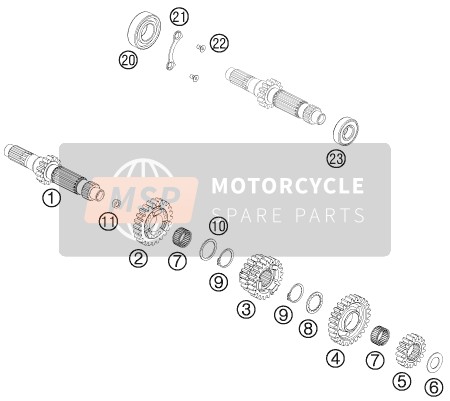 KTM 450 XC-W USA 2014 Transmissie I - Hoofdas voor een 2014 KTM 450 XC-W USA